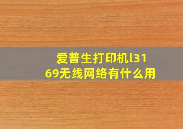 爱普生打印机l3169无线网络有什么用