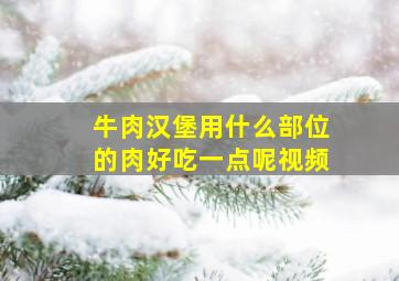 牛肉汉堡用什么部位的肉好吃一点呢视频