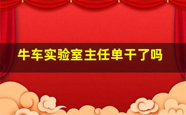 牛车实验室主任单干了吗