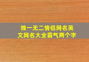 独一无二情侣网名英文网名大全霸气两个字