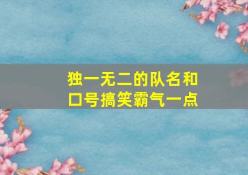 独一无二的队名和口号搞笑霸气一点