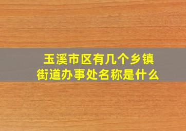 玉溪市区有几个乡镇街道办事处名称是什么