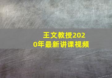 王文教授2020年最新讲课视频