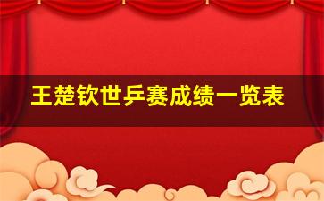 王楚钦世乒赛成绩一览表