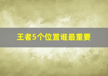 王者5个位置谁最重要