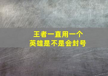 王者一直用一个英雄是不是会封号