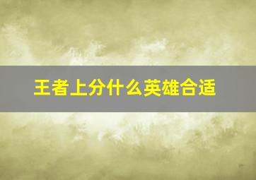 王者上分什么英雄合适