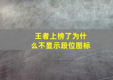 王者上榜了为什么不显示段位图标