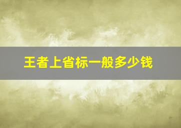 王者上省标一般多少钱