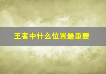 王者中什么位置最重要