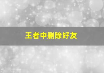 王者中删除好友