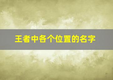 王者中各个位置的名字