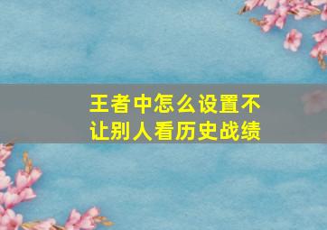 王者中怎么设置不让别人看历史战绩