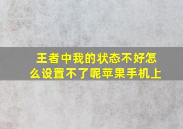 王者中我的状态不好怎么设置不了呢苹果手机上