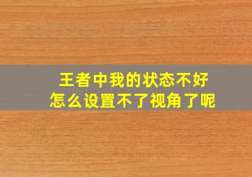 王者中我的状态不好怎么设置不了视角了呢