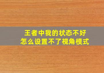 王者中我的状态不好怎么设置不了视角模式