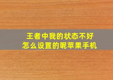 王者中我的状态不好怎么设置的呢苹果手机