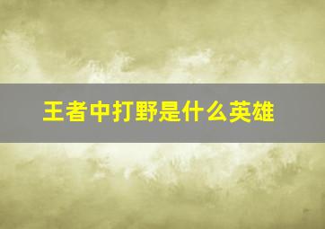 王者中打野是什么英雄