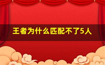 王者为什么匹配不了5人