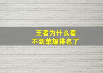 王者为什么看不到荣耀排名了