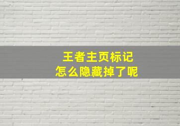 王者主页标记怎么隐藏掉了呢