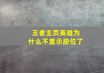 王者主页英雄为什么不显示段位了