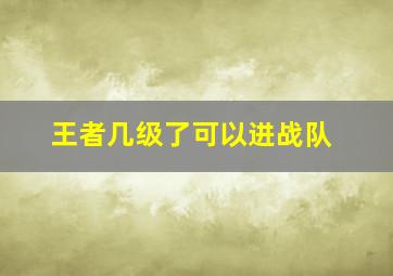 王者几级了可以进战队