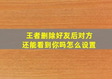 王者删除好友后对方还能看到你吗怎么设置