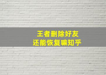 王者删除好友还能恢复嘛知乎