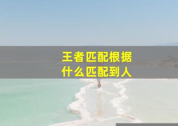 王者匹配根据什么匹配到人