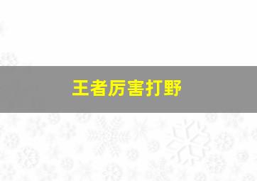 王者厉害打野