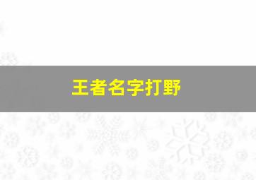 王者名字打野