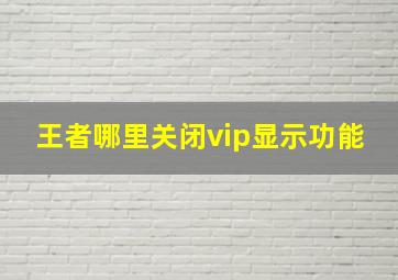 王者哪里关闭vip显示功能