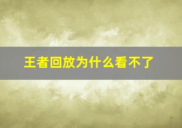 王者回放为什么看不了