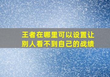 王者在哪里可以设置让别人看不到自己的战绩