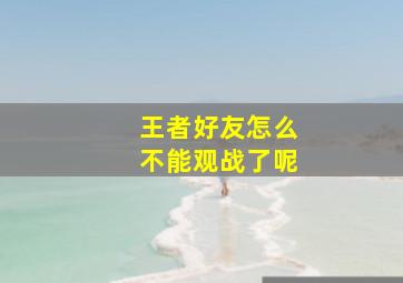 王者好友怎么不能观战了呢