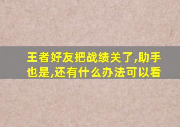 王者好友把战绩关了,助手也是,还有什么办法可以看