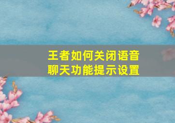 王者如何关闭语音聊天功能提示设置