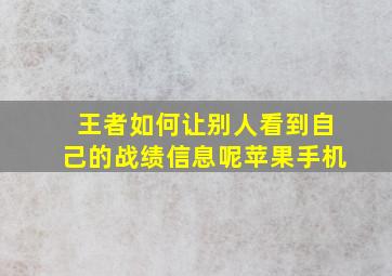 王者如何让别人看到自己的战绩信息呢苹果手机