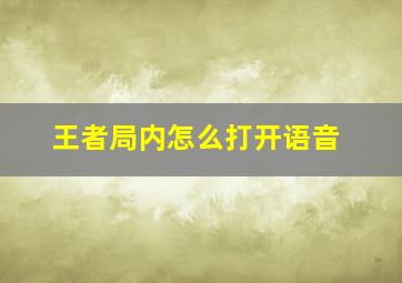 王者局内怎么打开语音