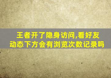 王者开了隐身访问,看好友动态下方会有浏览次数记录吗