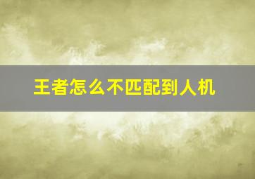 王者怎么不匹配到人机