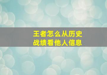 王者怎么从历史战绩看他人信息