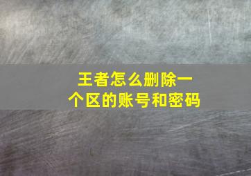 王者怎么删除一个区的账号和密码