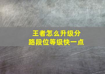 王者怎么升级分路段位等级快一点