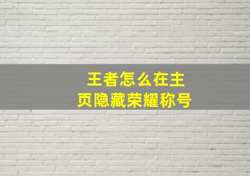 王者怎么在主页隐藏荣耀称号