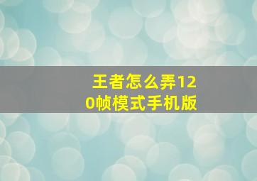 王者怎么弄120帧模式手机版