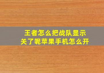 王者怎么把战队显示关了呢苹果手机怎么开