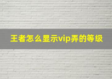 王者怎么显示vip弄的等级