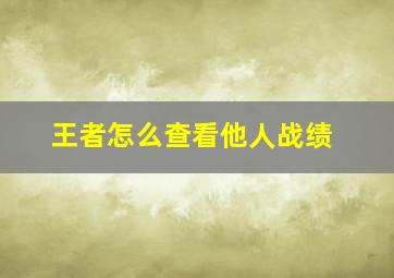 王者怎么查看他人战绩